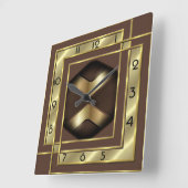Horloge Carrée Art Déco Or (Angle)