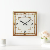Horloge Carrée Art déco or et blanc (Maison)