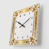 Horloge Carrée Art Déco Or Fleur (Angle)