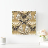 Horloge Carrée Art déco or noir (Maison)