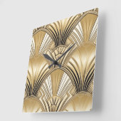 Horloge Carrée Art déco or noir (Angle)