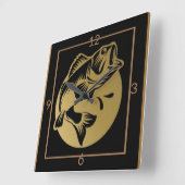 Horloge Carrée Art Déco Poisson (Angle)