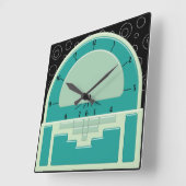 Horloge Carrée Art Déco Radiola (3 verts et un noir) (Angle)