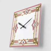 Horloge Carrée Art Déco Rose (Angle)