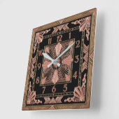 Horloge Carrée Art Déco Rose (Angle)