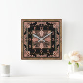 Horloge Carrée Art Déco Rose (Maison)