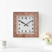 Horloge Carrée Art Déco Rose (Maison)