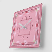 Horloge Carrée Art déco rose (Angle)