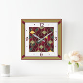 Horloge Carrée Art Déco Rouge (Maison)