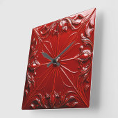 Horloge Carrée Art Déco rouge (Angle)