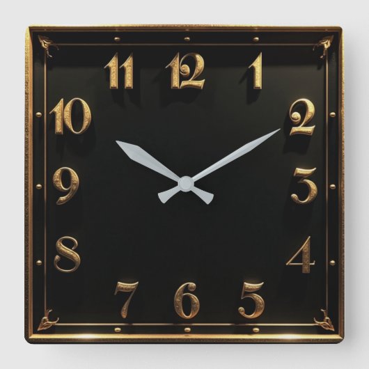 Horloge Carrée Art Déco Simple Noir (Recto)