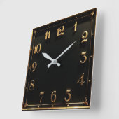 Horloge Carrée Art Déco Simple Noir (Angle)