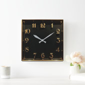 Horloge Carrée Art Déco Simple Noir (Maison)