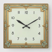 Horloge Carrée Art Déco Soft Mint (Recto)
