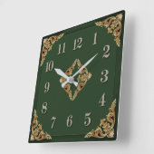 Horloge Carrée Art Déco Vert (Angle)