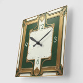 Horloge Carrée Art déco vert (Angle)