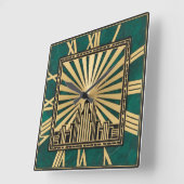 Horloge Carrée Art Déco Vert (Angle)