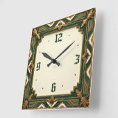 Horloge Carrée Art Déco Vert (Angle)