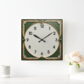 Horloge Carrée Art déco vert (Maison)