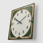 Horloge Carrée Art déco vert (Angle)