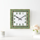 Horloge Carrée Art Déco Vert (Maison)