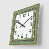 Horloge Carrée Art Déco Vert (Angle)