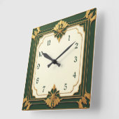 Horloge Carrée Art Déco Vert (Angle)