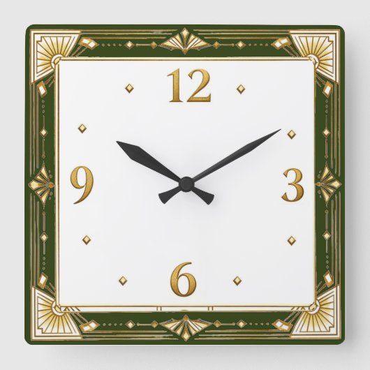 Horloge Carrée Art Déco Vert (Recto)