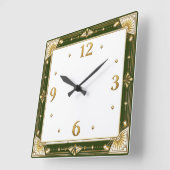 Horloge Carrée Art Déco Vert (Angle)
