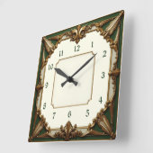 Horloge Carrée Art déco vert (Angle)