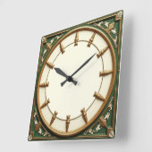 Horloge Carrée Art Déco Vert (Angle)