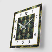 Horloge Carrée Art Déco Vert (Angle)
