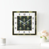 Horloge Carrée Art Déco Vert (Maison)