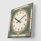 Horloge Carrée Art Déco Vert (Angle)