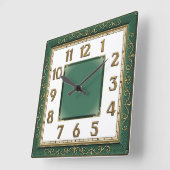 Horloge Carrée Art Déco Vert (Angle)