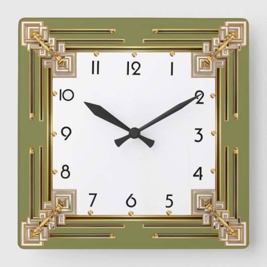 Horloge Carrée Art Déco Vert (Recto)