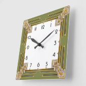 Horloge Carrée Art Déco Vert (Angle)