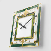 Horloge Carrée Art déco vert (Angle)