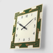 Horloge Carrée Art déco vert (Angle)