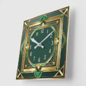 Horloge Carrée Art déco vert (Angle)