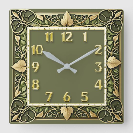 Horloge Carrée Art Déco Vert  (Recto)