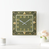 Horloge Carrée Art Déco Vert  (Maison)