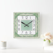 Horloge Carrée Art Déco Vert (Maison)