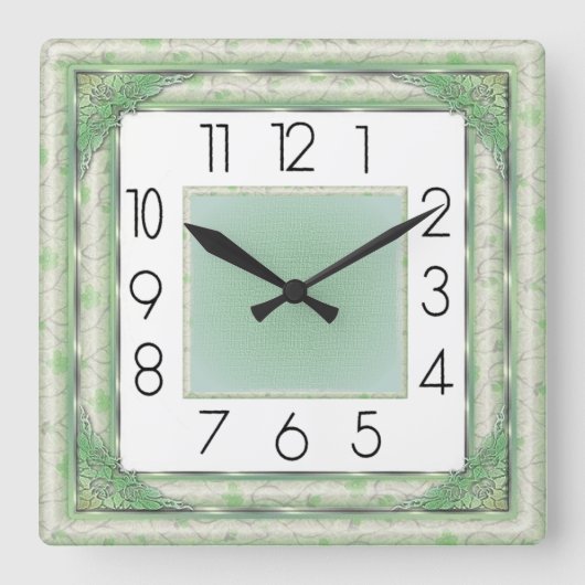 Horloge Carrée Art Déco Vert (Recto)