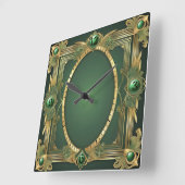 Horloge Carrée Art déco vert (Angle)