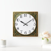 Horloge Carrée Art Déco Vert (Maison)