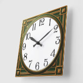 Horloge Carrée Art Déco Vert (Angle)