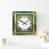 Horloge Carrée Art déco vert (Maison)