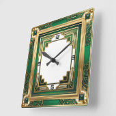 Horloge Carrée Art déco vert (Angle)