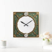 Horloge Carrée Art Déco Vert (Maison)